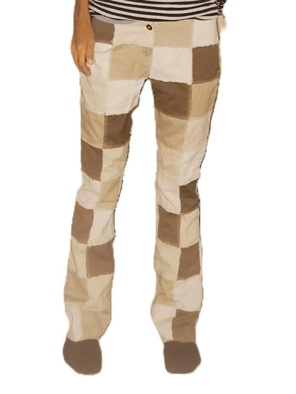 Zana Di Vintage Y2K Khaki Patchwork Flare Jeans Size 5 | Low Rise